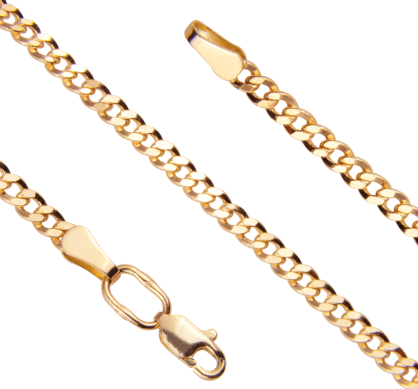 Полновесная золотая цепь Кубана диаметром проволоки 0.70мм c алмазной огранкой 4 сторон