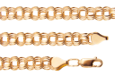 Пустотелая золотая цепь Тройной Бисмарк диаметром трубки 0.50мм c алмазной огранкой 2 сторон