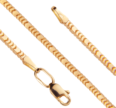 Пустотелая золотая цепь Танго Квадрат диаметром трубки 0.56мм c алмазной огранкой 4 сторон