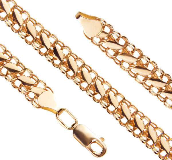 Полновесный золотой браслет Двойная Черепаха диаметром проволоки 0.50мм c алмазной огранкой 2 сторон