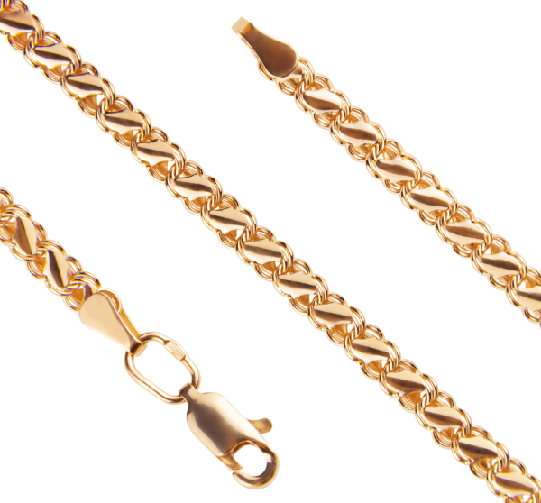 Полновесный золотой браслет Черепаха диаметром проволоки 0.50мм c алмазной огранкой 2 сторон